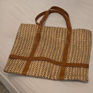 Panama Jack Tan and Black Woven Tote Holds Your Hat